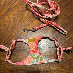 Floral Dog Harness and Leash Set